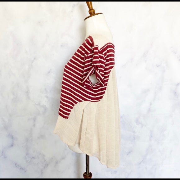 Free People Red Stripped High Lo Top - Picture 3 of 7